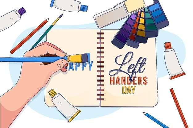[ai] Flat design left handers day with agenda Free Vector