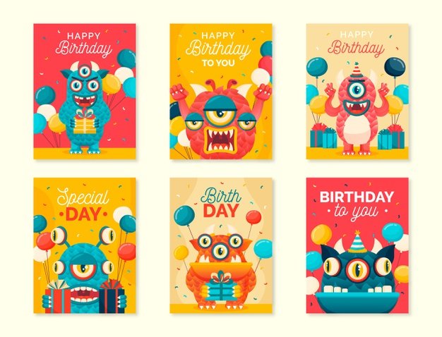 [ai] Happy birthday card collection Free Vector