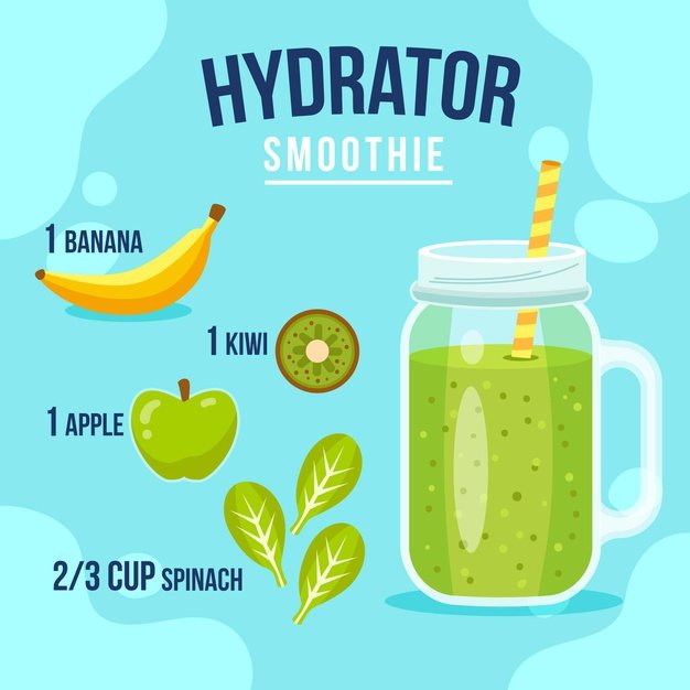 [ai] Healthy smoothie recipe with green fruits and banana Free Vector