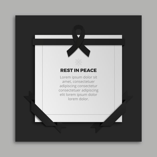 [ai] Mourning ribbon with frame and message Free Vector