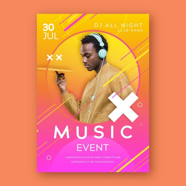 [ai] Music event poster template Free Vector