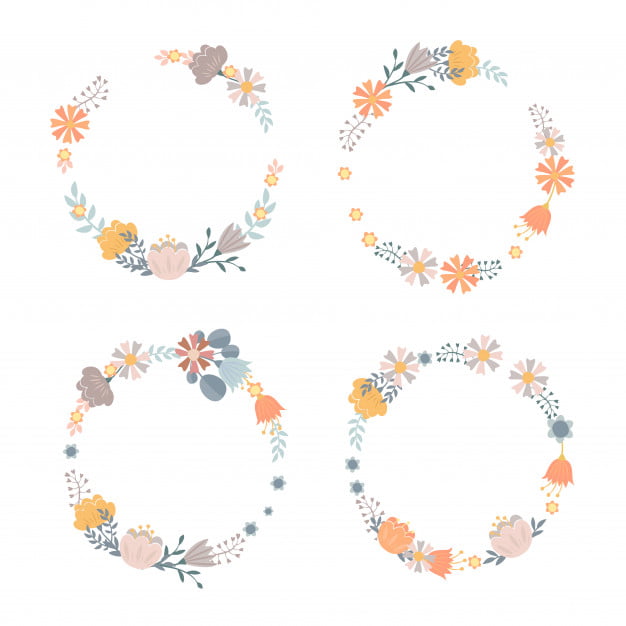 [ai] Set of floral wreaths Free Vector