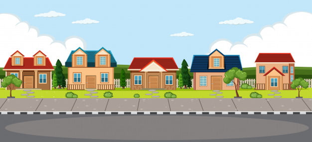 [ai] Simple village house background Free Vector