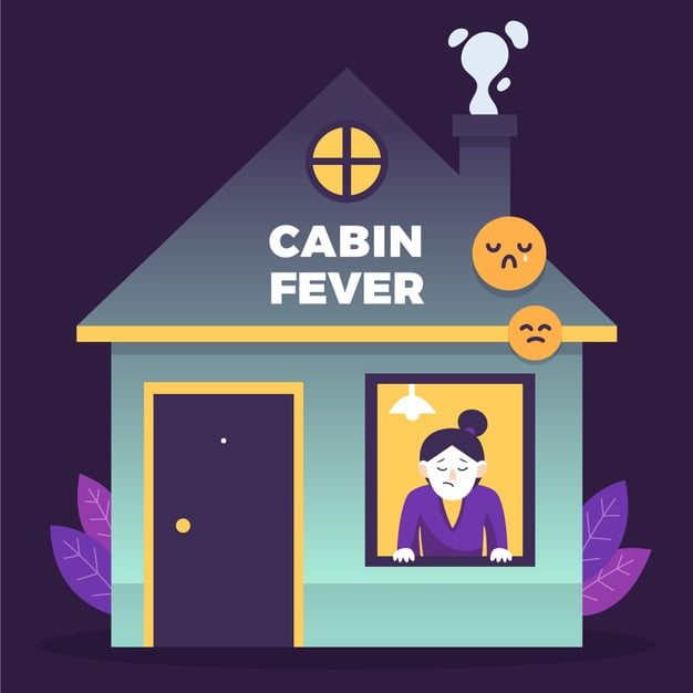 [ai] Woman looking through the window cabin fever concept Free Vector