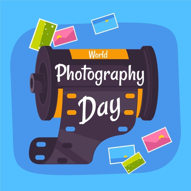 [ai] World photography day with camera roll Free Vector