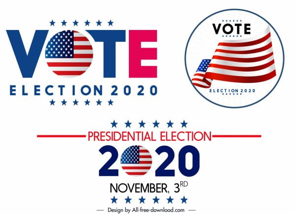 [ai] 2020 usa election logos shiny modern colored design Free vector 2.90MB