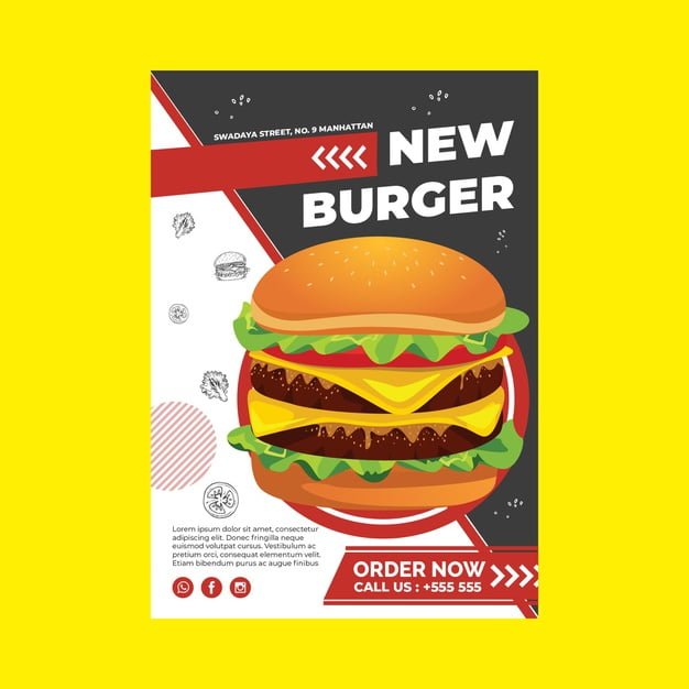 [ai] Burger poster template Free Vector