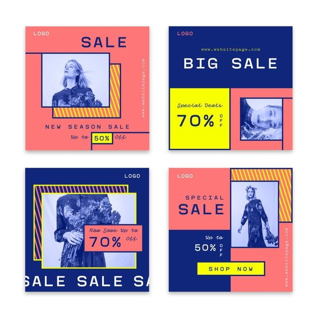 [ai] Colorful sales instagram post collection Free Vector