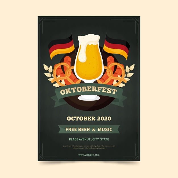 [ai] Flat design oktoberfest poster template Free Vector