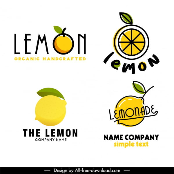 [ai] Lemon logo templates bright colored flat handdrawn sketch Free vector 1.01MB