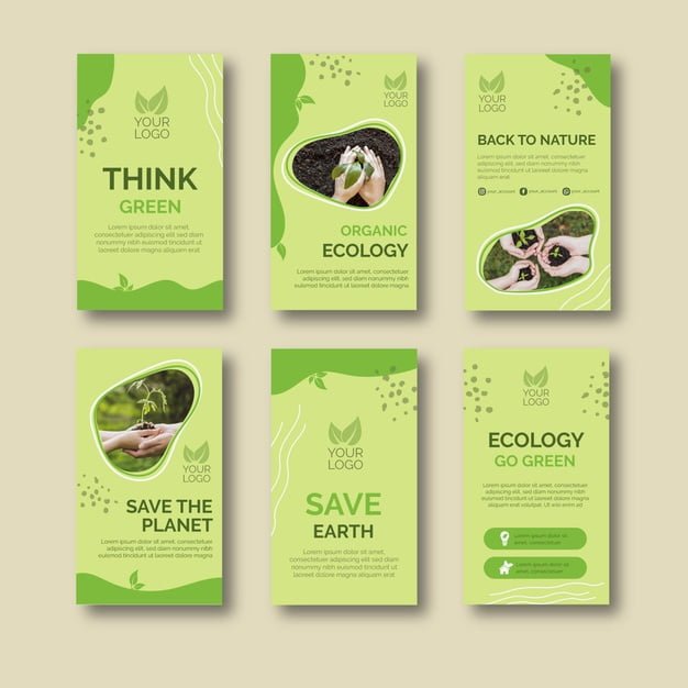[ai] Organic ecology posts collection Free Vector