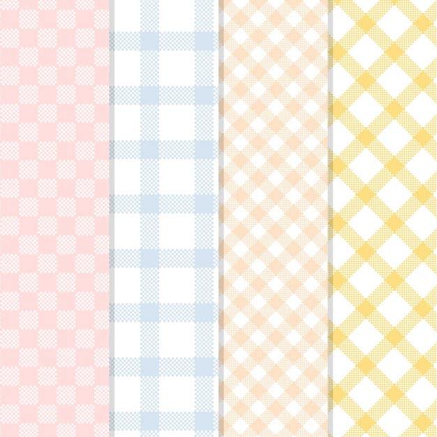 [ai] Pastel gingham pattern collection Free Vector