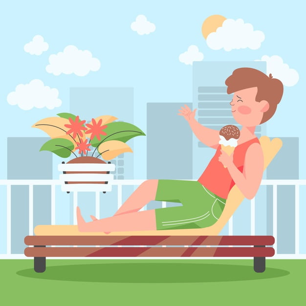 [ai] Person enjoying holiday on rooftop terrace Free Vector