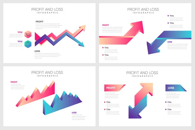 [ai] Profit and loss – infographic concept Free Vector