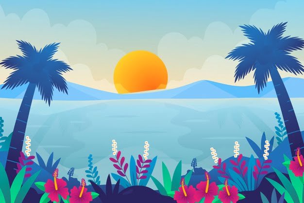 [ai] Summer landscape background for zoom Free Vector