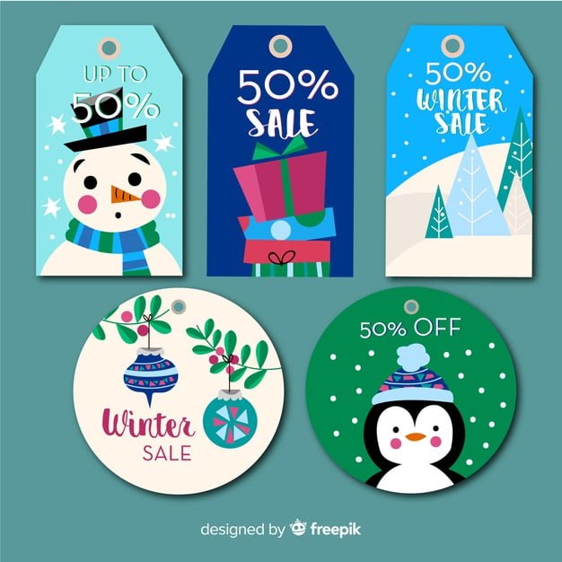 [ai] Collection of christmas sale tags Free Vector