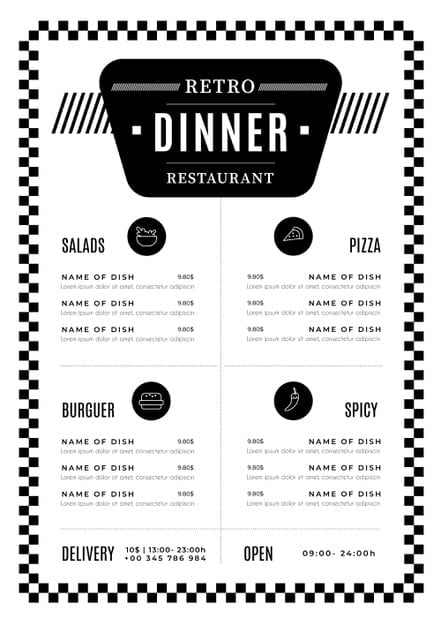 [ai] Digital design restaurant menu Free Vector