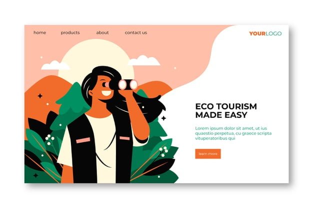 [ai] Eco tourism landing page Free Vector