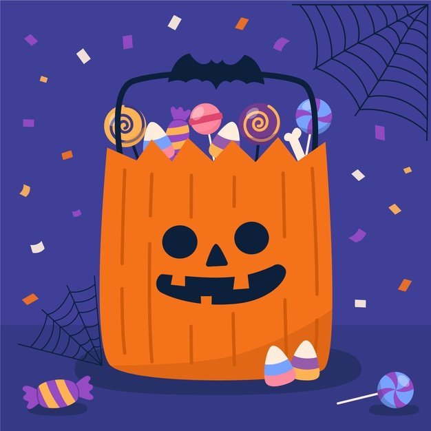 [ai] Flat design halloween candy bag Free Vector