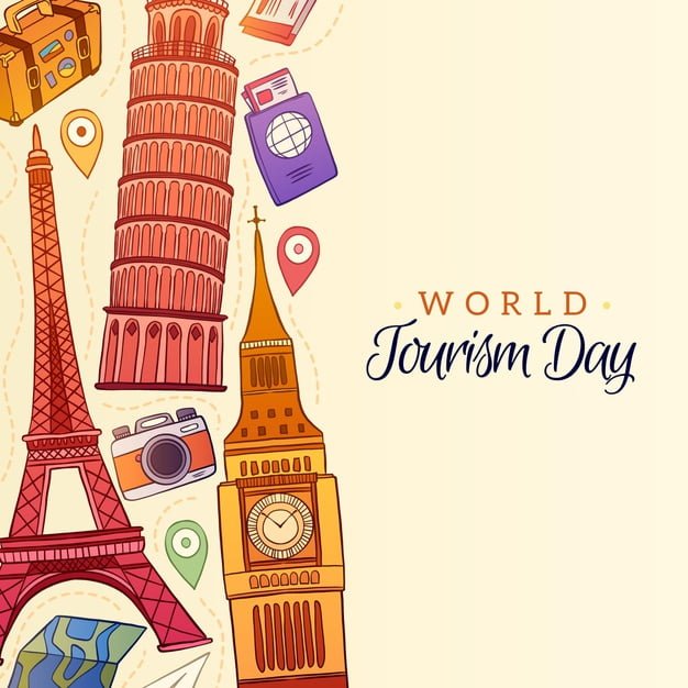 [ai] Hand drawn tourism day background Free Vector