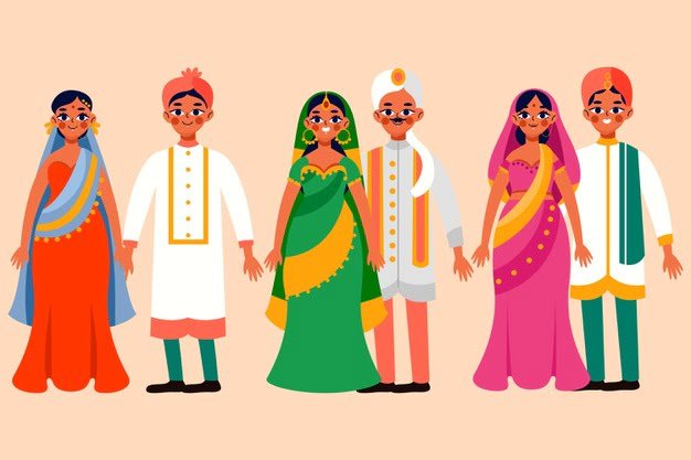 [ai] Indian wedding character collection Free Vector