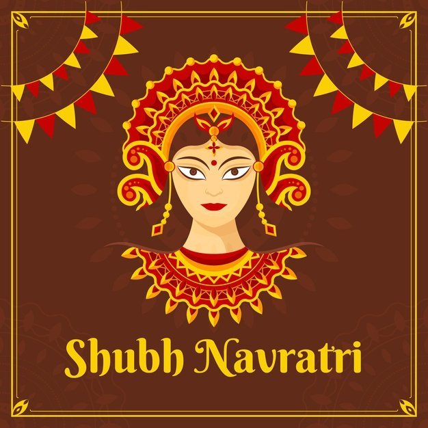 [ai] Shubh navratri with hindu goddess Free Vector