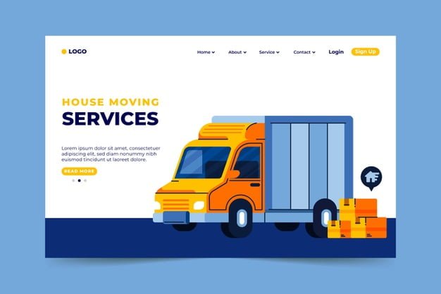 [ai] Car filled with furniture house moving services landing page Free Vector