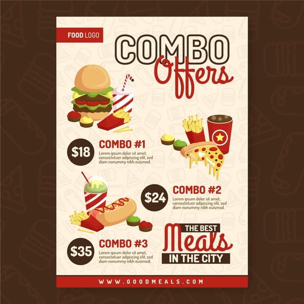 [ai] Combo meals poster template Free Vector