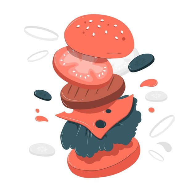 [ai] Hamburger concept illustration Free Vector