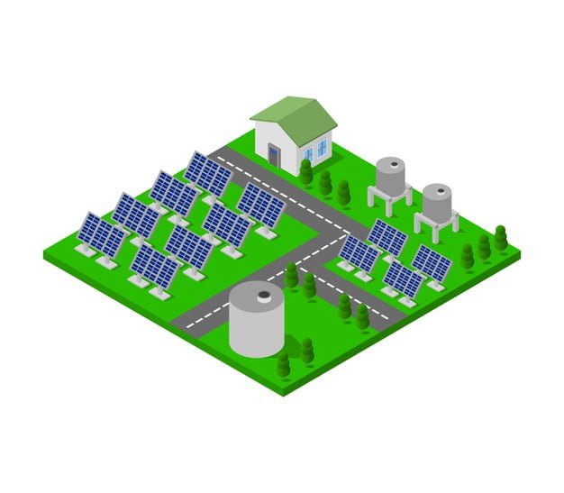 [ai] Isometric solar panel Free Vector