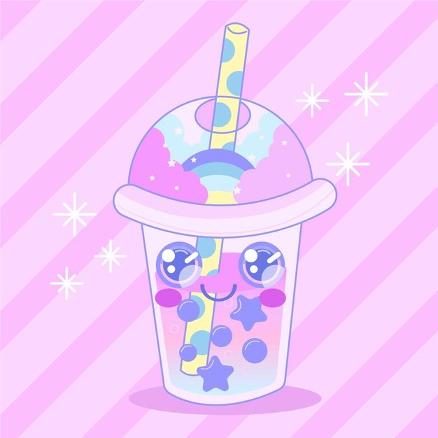 [ai] Kawaii bubble tea illustration with stars Free Vector