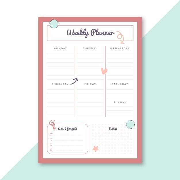 [ai] Weekly planner stationery template Free Vector