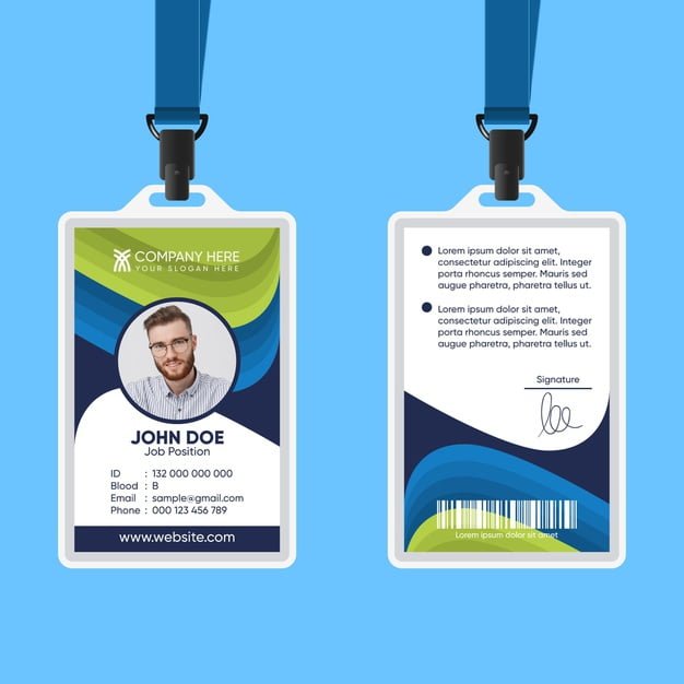 [ai] Abstract id card on blue background Free Vector