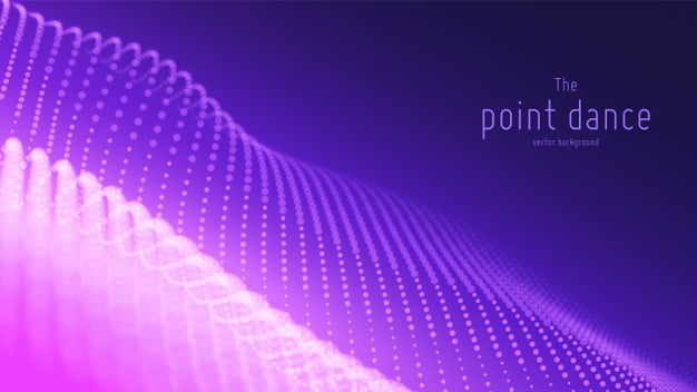 [ai] Abstract purple particle wave, points array, shallow depth of field. technology digital background Free Vector