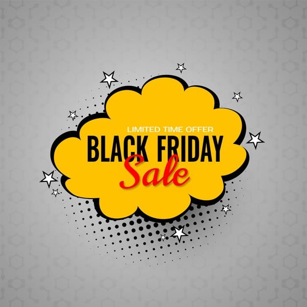 [ai] Black friday sale deals and offers comic style background Free Vector