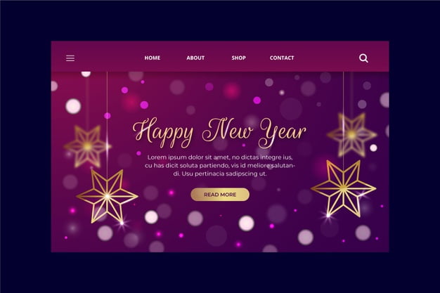 [ai] Blurred violet new year landing page Free Vector
