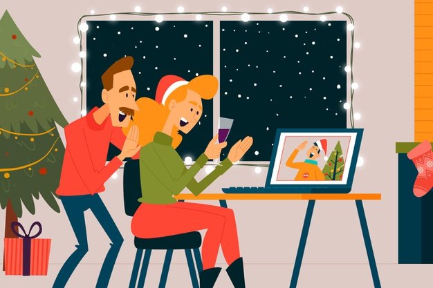 [ai] Christmas family videocall Free Vector