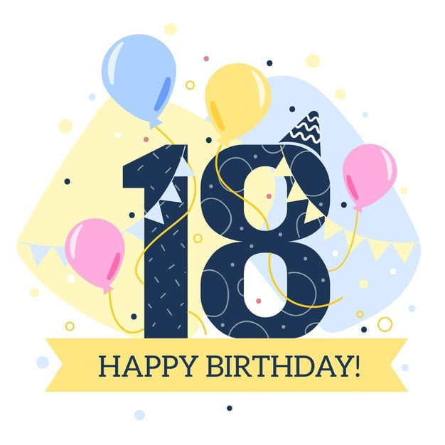 [ai] Colorful 18th birthday background design Free Vector