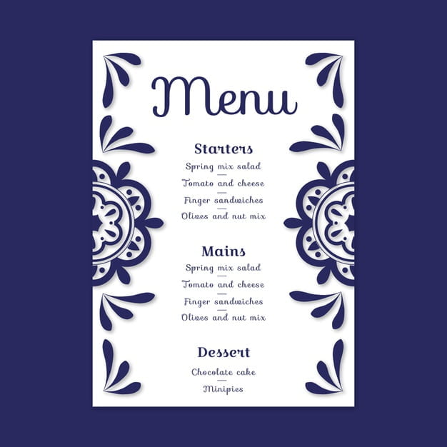 [ai] Minimal wedding menu Free Vector
