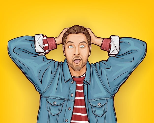 [ai] Surprised hipster man in pop art style Free Vector