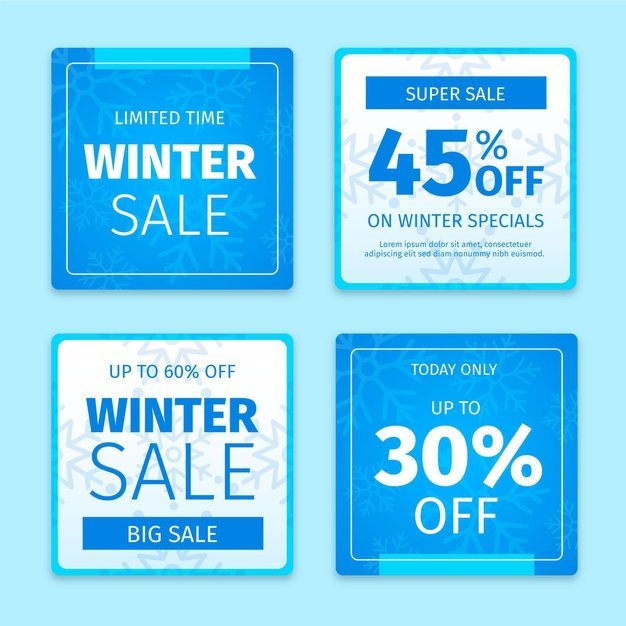[ai] Winter sale instagram post collection Free Vector