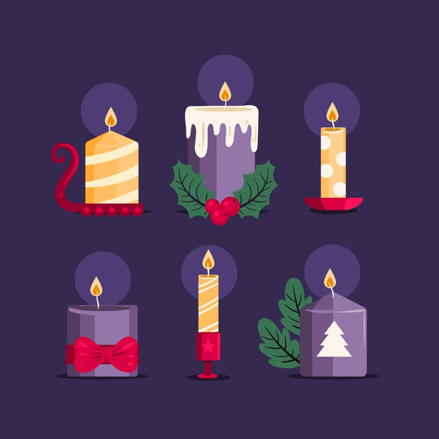 [ai] Christmas candle collection in flat design Free Vector