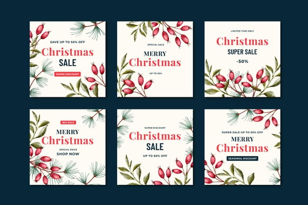 [ai] Christmas sale instagram posts Free Vector