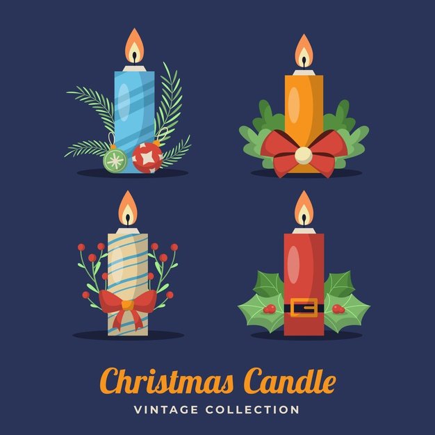 [ai] Collection of christmas retro candles Free Vector