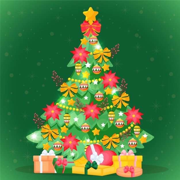 [ai] Flat design christmas tree with gifts Free Vector