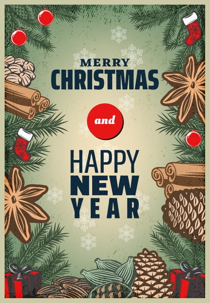 [ai] Vintage colored christmas spices poster Free Vector