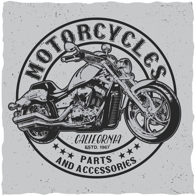 [ai] California motorcycles label Free Vector