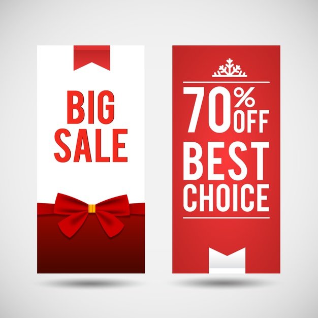 [ai] Christmas bog sale vertical banners with information about the best choice Free Vector