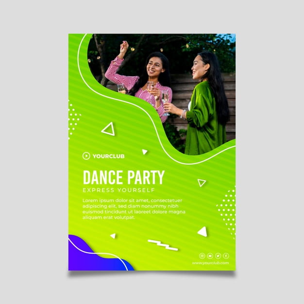 [ai] Dance party template flyer Free Vector