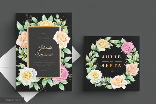 [ai] Elegant roses invitation card set Free Vector
